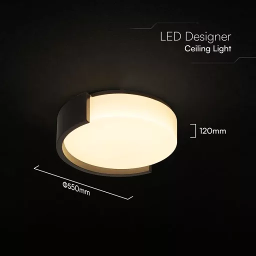 V-TAC Smart Dekoratív mennyezeti LED lámpa távirányítóval 63W 3in1 fekete  - 24191