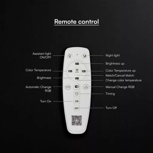 V-TAC Smart Dekoratív mennyezeti LED lámpa távirányítóval 63W 3in1 fekete  - 24191