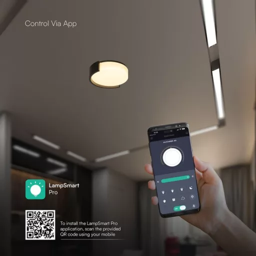 V-TAC Smart Dekoratív mennyezeti LED lámpa távirányítóval 63W 3in1 fekete  - 24191