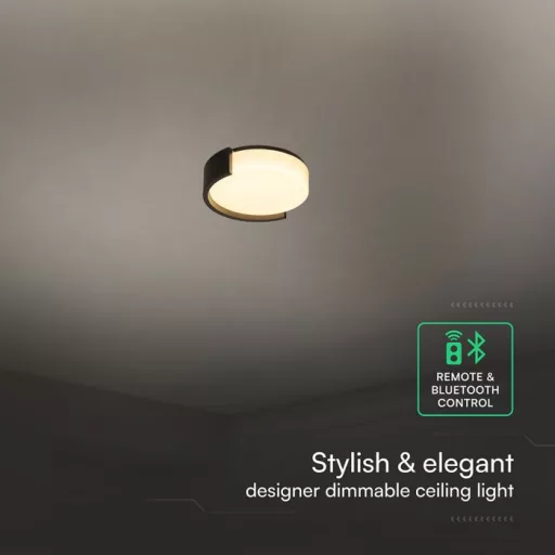 V-TAC Smart Dekoratív mennyezeti LED lámpa távirányítóval 63W 3in1 fekete  - 24191