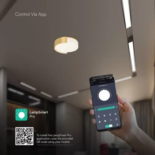 V-TAC Smart Dekoratív mennyezeti LED lámpa távirányítóval 63W 3in1 arany  - 24193