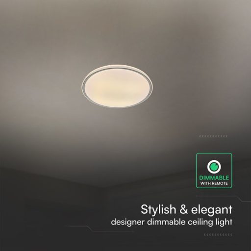 V-TAC 30W / 60W / 30W mennyezeti lámpa, távirányítható, dimmelhető szürke - 24204