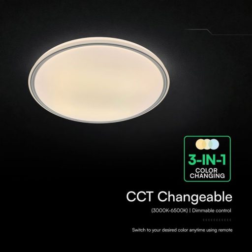 V-TAC 30W / 60W / 30W mennyezeti lámpa, távirányítható, dimmelhető szürke - 24204