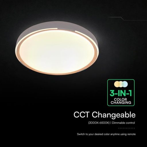 V-TAC 30W / 60W / 30W mennyezeti lámpa, távirányítható, dimmelhető fahatású - 24206