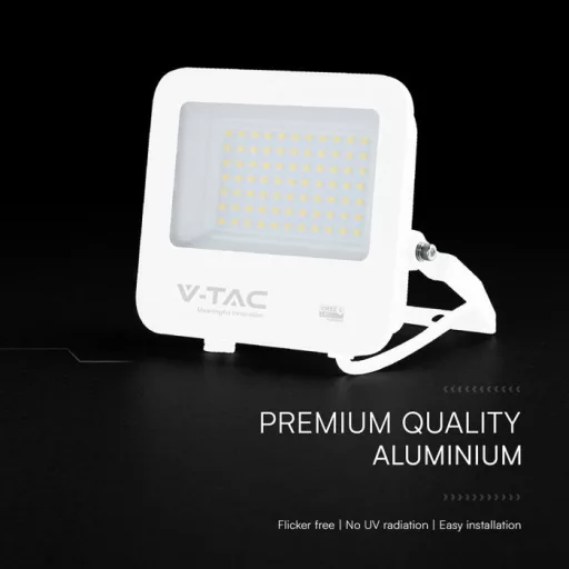 V-TAC 50W LED reflektor 6500K 135LM/W Fehér házas, Szürke matt üveggel (CREE Chip) - 242096