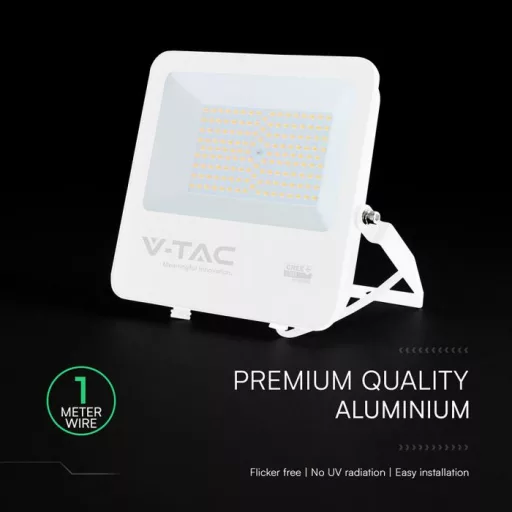 V-TAC 100W LED reflektor 115° 4000K 135LM/W fehér házas (CREE Chip) 1M hosszú vezetékkel - 242106