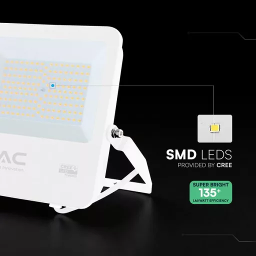 V-TAC 100W LED reflektor 115° 6500K 135LM/W fehér házas (CREE Chip) 1M hosszú vezetékkel - 242116