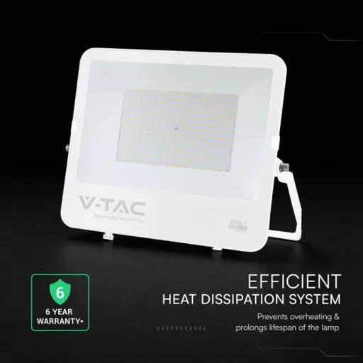 V-TAC 200W LED reflektor 115° 4000K 135LM/W fehér házas (CREE Chip) 1M hosszú vezetékkel - 242126