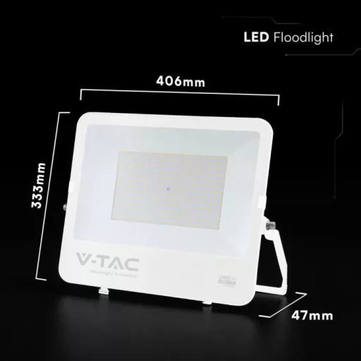 V-TAC 200W LED reflektor 115° 6500K 135LM/W fehér házas (CREE Chip) 1M hosszú vezetékkel - 242136
