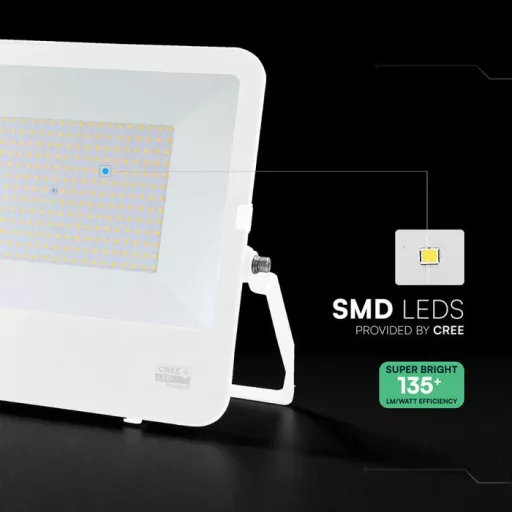 V-TAC 200W LED reflektor 115° 6500K 135LM/W fehér házas (CREE Chip) 1M hosszú vezetékkel - 242136