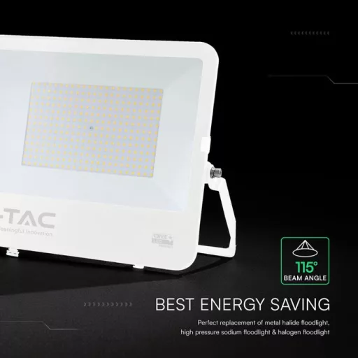 V-TAC 200W LED reflektor 115° 6500K 135LM/W fehér házas (CREE Chip) 1M hosszú vezetékkel - 242136