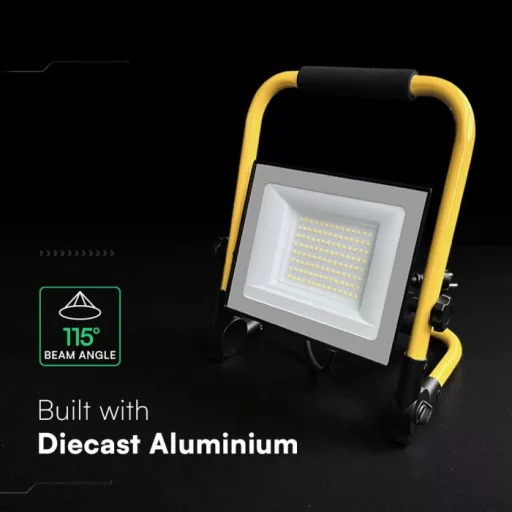V-TAC LED hordozható reflektor álvánnyal 50W 115° 4000K fekete házas (CREE Chip) 3m vezetékkel - 242186