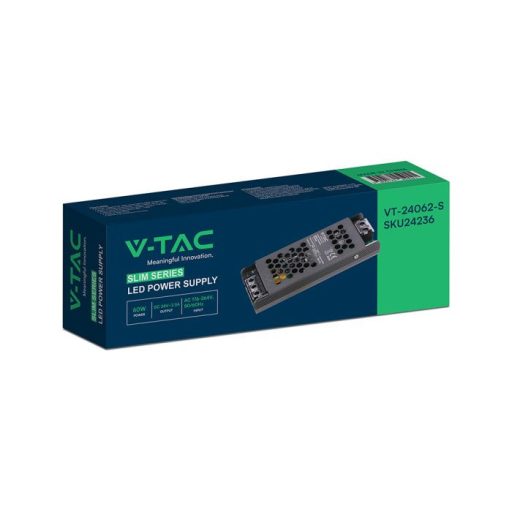 V-TAC LED Fémházas szerelhető SLIM tápegység 60W 2.5A 24V IP20 - 24236