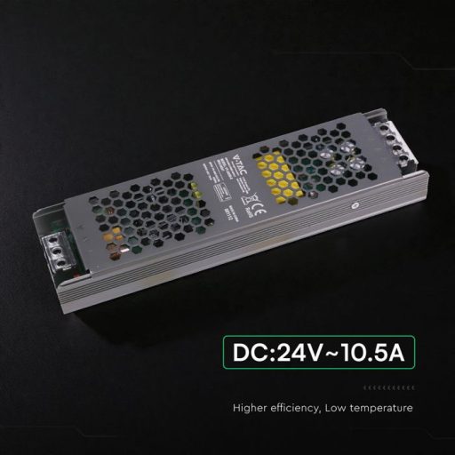 V-TAC LED Fémházas szerelhető SLIM tápegység 250W 10.5A 24V IP20 - 24241