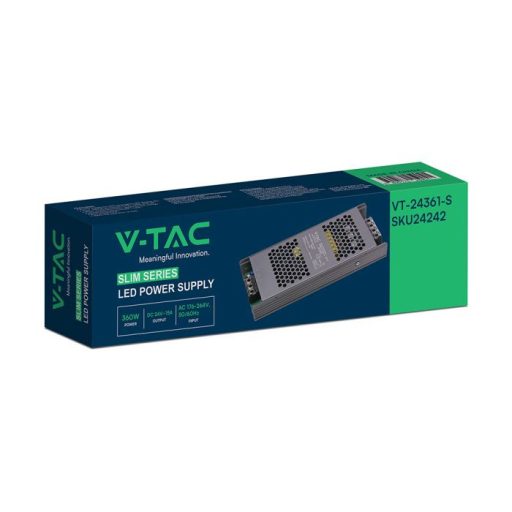 V-TAC LED Fémházas szerelhető SLIM tápegység 360W 15A 24V IP20 - 24242