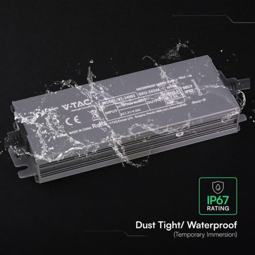 V-TAC LED Fémházas szerelhető vízálló tápegység 60W 2.5A 24V IP67 - 24244