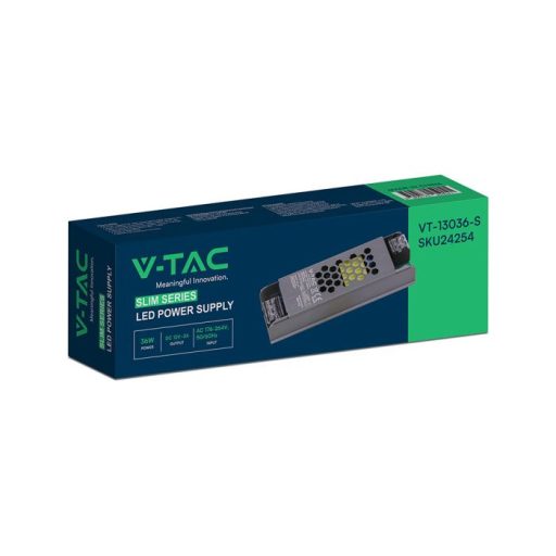 V-TAC LED Fémházas szerelhető SLIM tápegység 36W 3A 12V IP20 - 24254