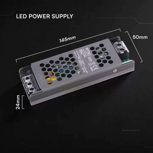 V-TAC LED Fémházas szerelhető SLIM tápegység 60W 5A 12V IP20 - 24255 Akciós