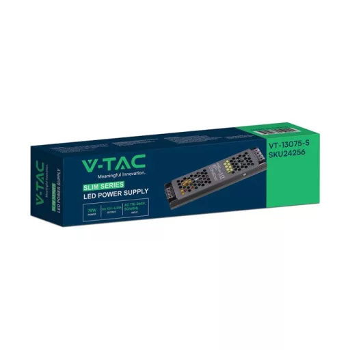 V-TAC LED Fémházas szerelhető SLIM tápegység 75W 6.25A 12V IP20 - 24256