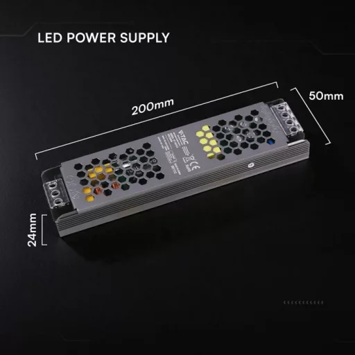 V-TAC LED Fémházas szerelhető SLIM tápegység 75W 6.25A 12V IP20 - 24256