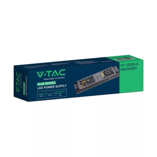 V-TAC LED Fémházas szerelhető SLIM tápegység 120W 10A 12V IP20 - 24257