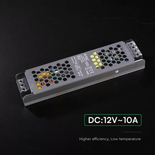V-TAC LED Fémházas szerelhető SLIM tápegység 120W 10A 12V IP20 - 24257