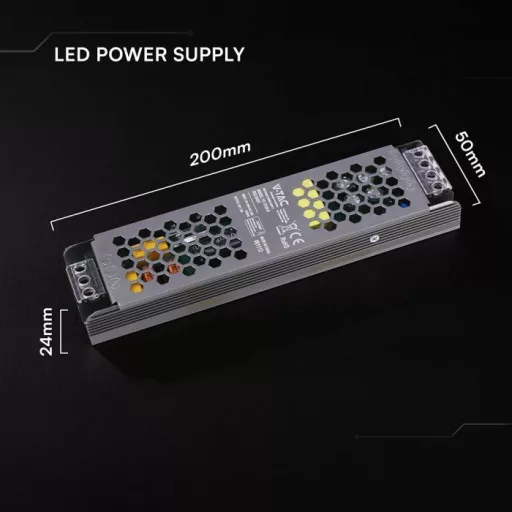 V-TAC LED Fémházas szerelhető SLIM tápegység 120W 10A 12V IP20 - 24257