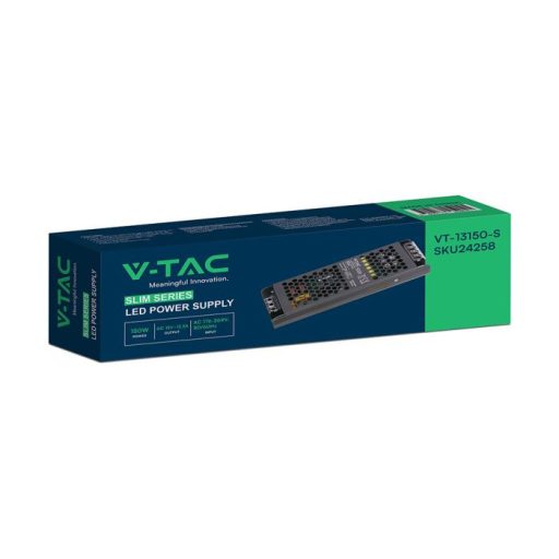 V-TAC LED Fémházas szerelhető SLIM tápegység 150W 12.5A 12V IP20 - 24258