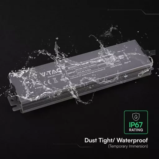 V-TAC LED Fémházas szerelhető vízálló tápegység 100W 8.3A 12V IP67 - 24264