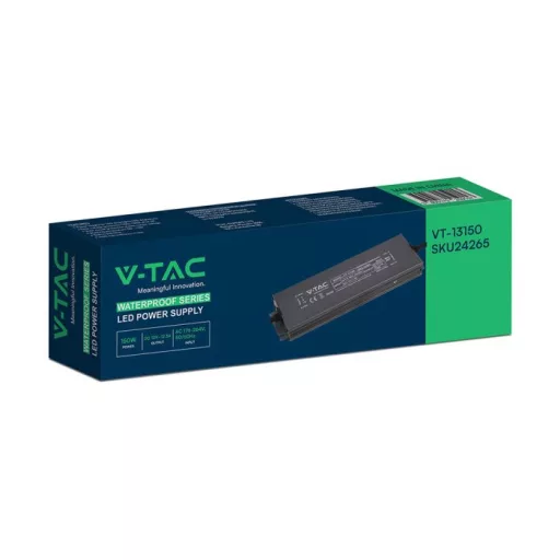V-TAC LED Fémházas szerelhető vízálló tápegység 150W 12.5A 12V IP67 - 24265