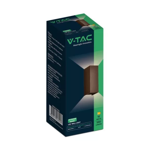 V-TAC 10W LED Fali lámpa corten barna 3IN1 (2700K-4000K) - IP65 - 24347