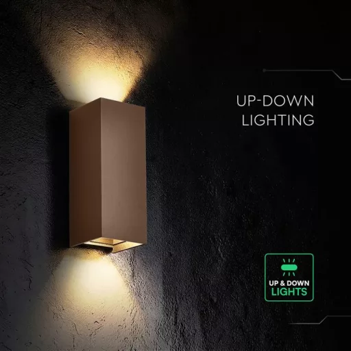 V-TAC 10W LED Fali lámpa corten barna 3IN1 (2700K-4000K) - IP65 - 24347
