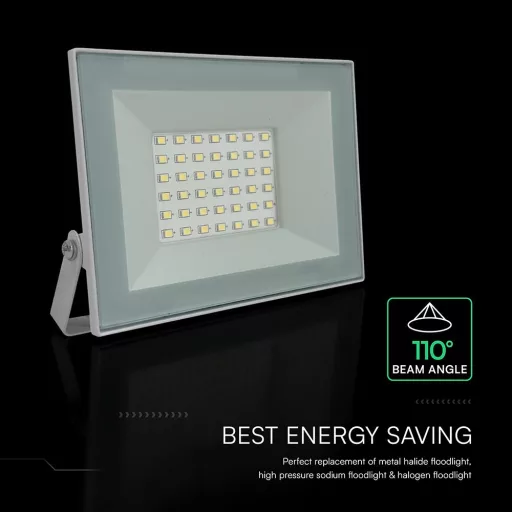 V-TAC 30W LED reflektor 110° 6500K fehér házas - 24418