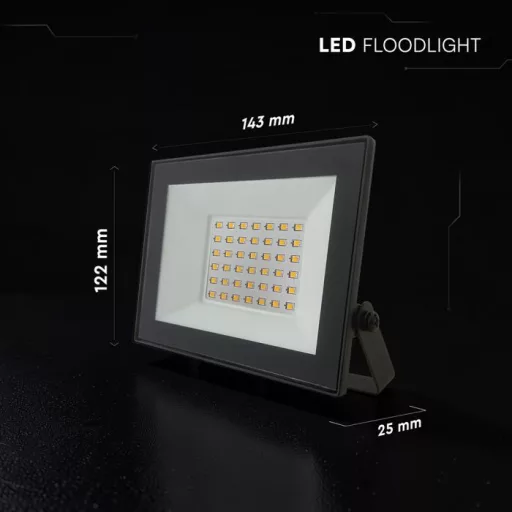 V-TAC 30W LED reflektor 110° 4000K fekete házas - 24419