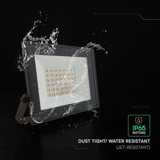 V-TAC 30W LED reflektor 110° 4000K fekete házas - 24419