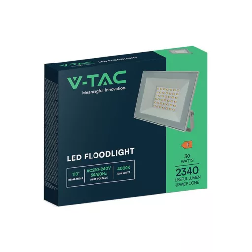 V-TAC 30W LED reflektor 110° 4000K fehér házas - 24420