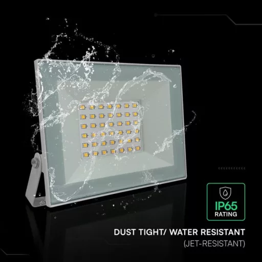 V-TAC 30W LED reflektor 110° 4000K fehér házas - 24420