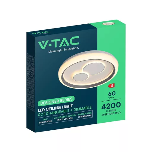 V-TAC 2x30W Dekoratív mennyezeti LED lámpa távirányítóval 3in1  - 24517