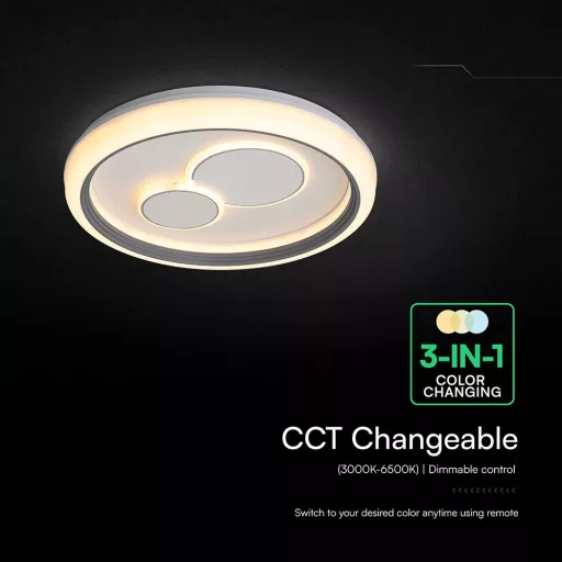 V-TAC 2x30W Dekoratív mennyezeti LED lámpa távirányítóval 3in1  - 24517