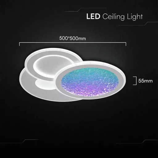 V-TAC 2x40W Dekoratív mennyezeti LED lámpa távirányítóval 3in1  - 24521