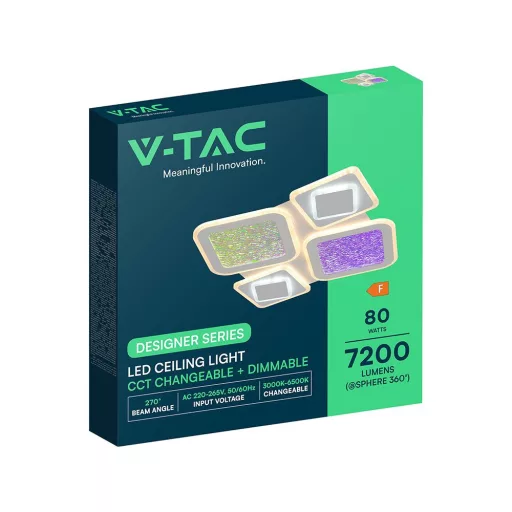 V-TAC 2x40W Dekoratív mennyezeti LED lámpa távirányítóval 3in1  - 24522