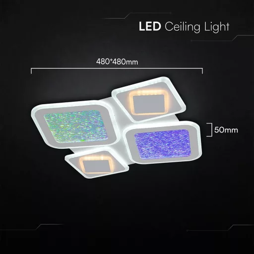 V-TAC 2x40W Dekoratív mennyezeti LED lámpa távirányítóval 3in1  - 24522
