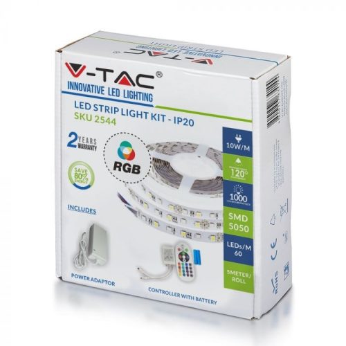 V-TAC Led szalag szett 5050 60led/m 12V IP20 RGB - 2544