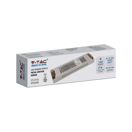 V-TAC LED Fémházas szerelhető tápegység 150W 6.25A 24V IP20 - 2689