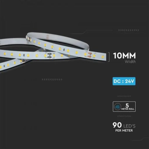 V-TAC LED szalag SMD2835 90LED/M 4W/M 200lm/W 24V IP20 6400K - 2698