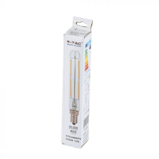 V-TAC Átlátszó LED izzó filament COG  E14 T20 4W 6000K - 2703
