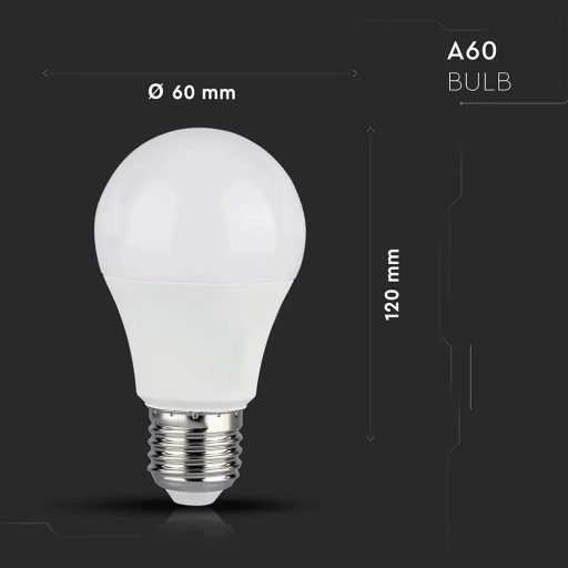 V-TAC Wifis smart LED izzó  E27 A60 10W 200° RGB + 3 az 1-ben (CCT) gömb - 2751