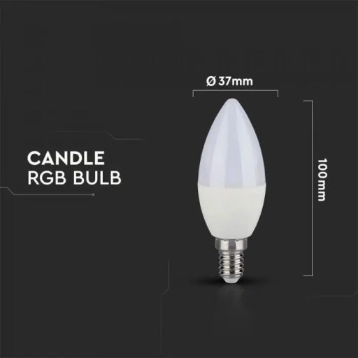 V-TAC LED izzó  infra távirányítóval E14 C37 3.5W 200° RGB + 6400K gyertya - 2771