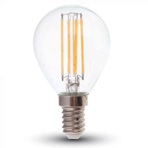 V-TAC Átlátszó LED filament COG lámpa E14 P45 6W 2700K kisgömb - 2845