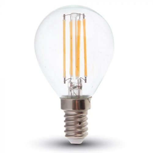 V-TAC Átlátszó LED filament COG lámpa E14 P45 6W 130lm/w 4000K kisgömb - 2855